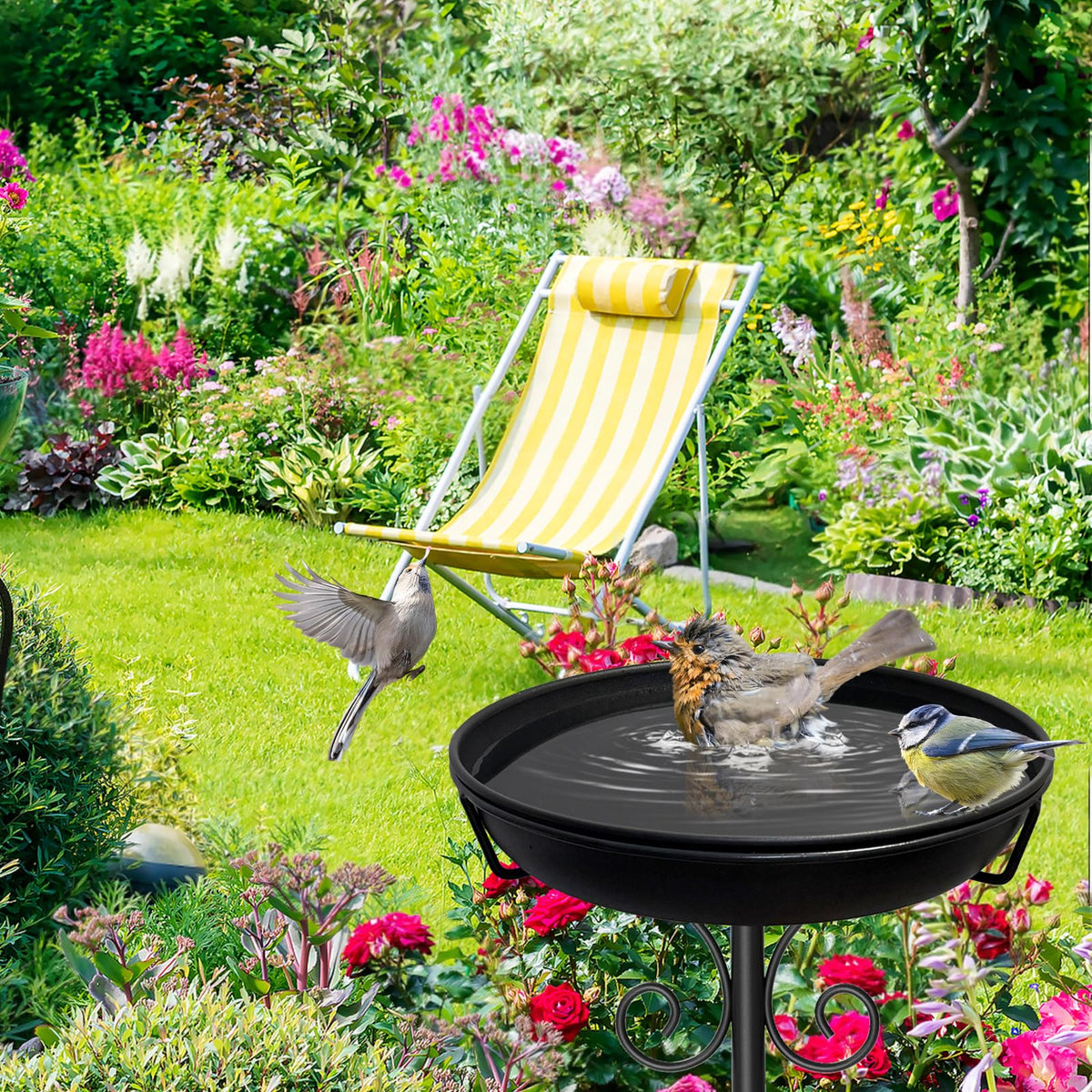 iCHKED birdbath removable bowl for easy cleaning and refilling.