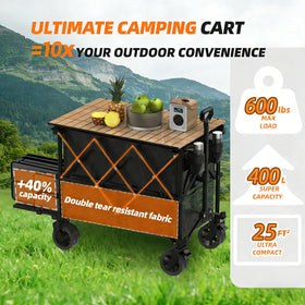 iChuvo heavy-duty wagon with steel frame supports up to 600 lbs for rugged outdoor use.