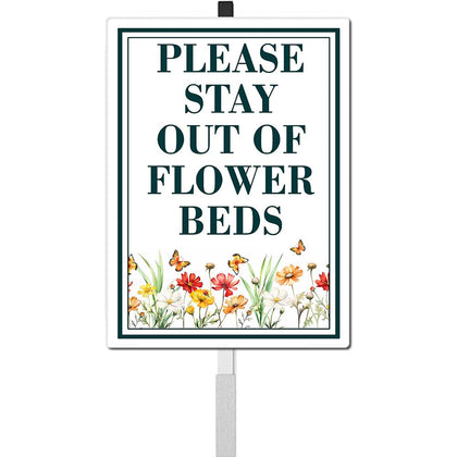 ICOMON pollinator habitat yard sign on stakes in a sunny garden for outdoor education