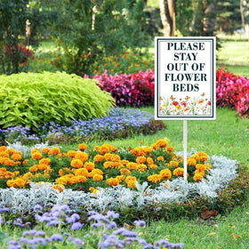 ICOMON sturdy aluminum yard sign with wooden stakes secured in ground
