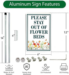 ICOMON yard sign with vibrant pollinator graphics drawing attention in a lawn