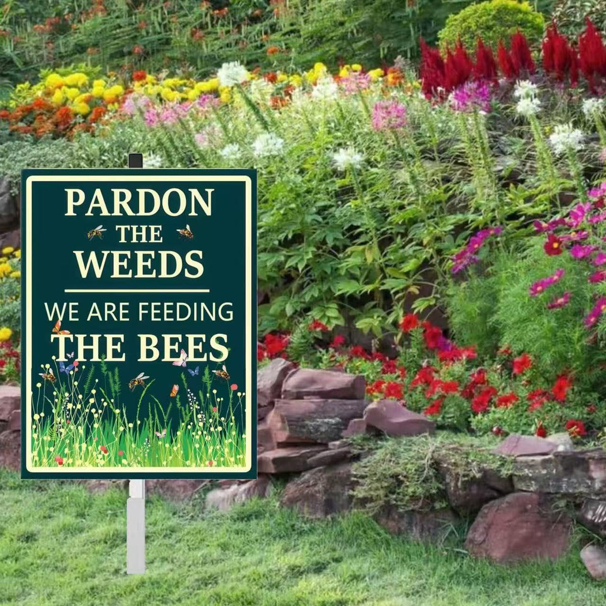 ICOMON aluminum yard sign resists weather, keeping message readable in rain or sun