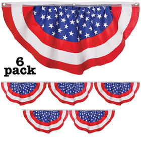 Iconikal American flag bunting half-fan with blue stars, ideal for outdoor porch decor.