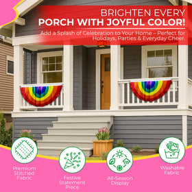 Iconikal indoor-outdoor rainbow banner brightens events in any space.