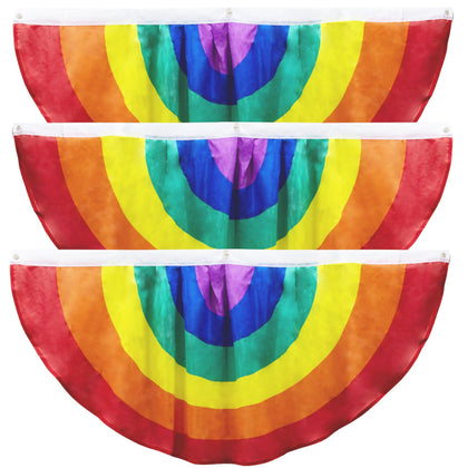 Iconikal rainbow bunting, 4x2ft, 3-pack, ideal for outdoor Pride events.