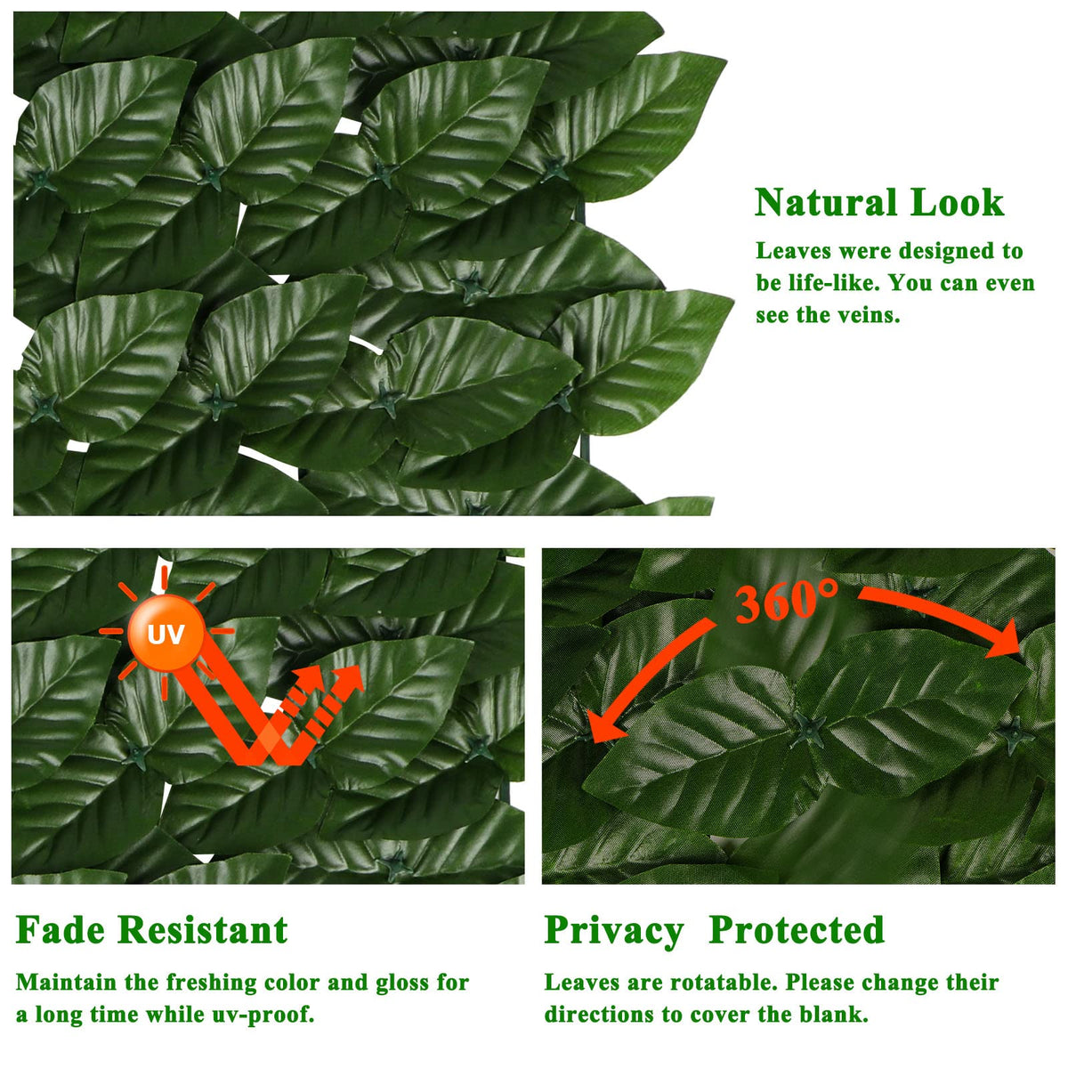 iCover artificial ivy rotation angles allows adjusting leaves to cover gaps effectively