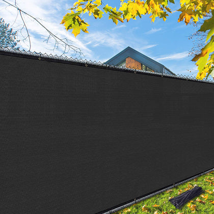 iCover privacy screen attached to a fence blocks street view while allowing breeze