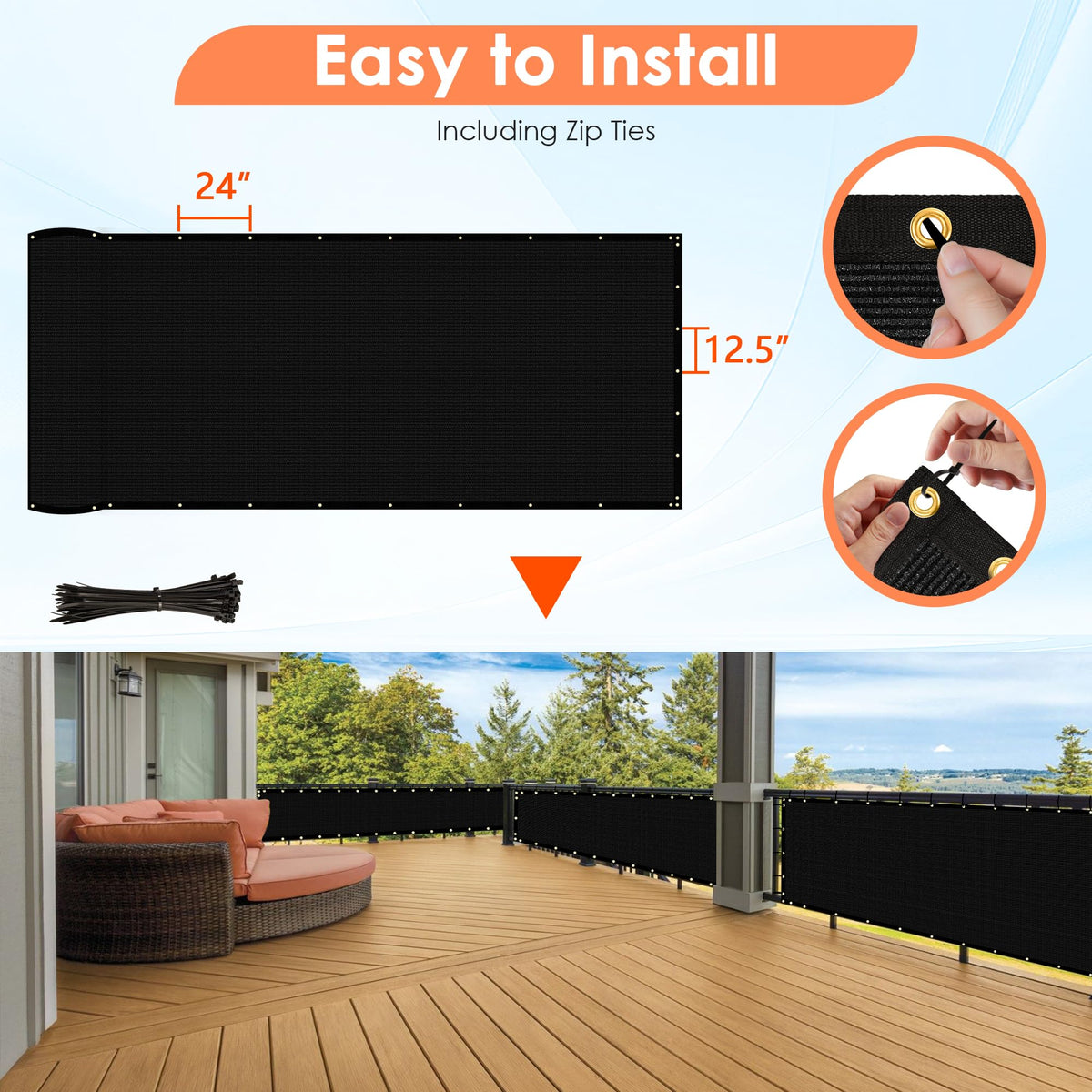 iCover privacy screen creates a private area on a balcony or backyard