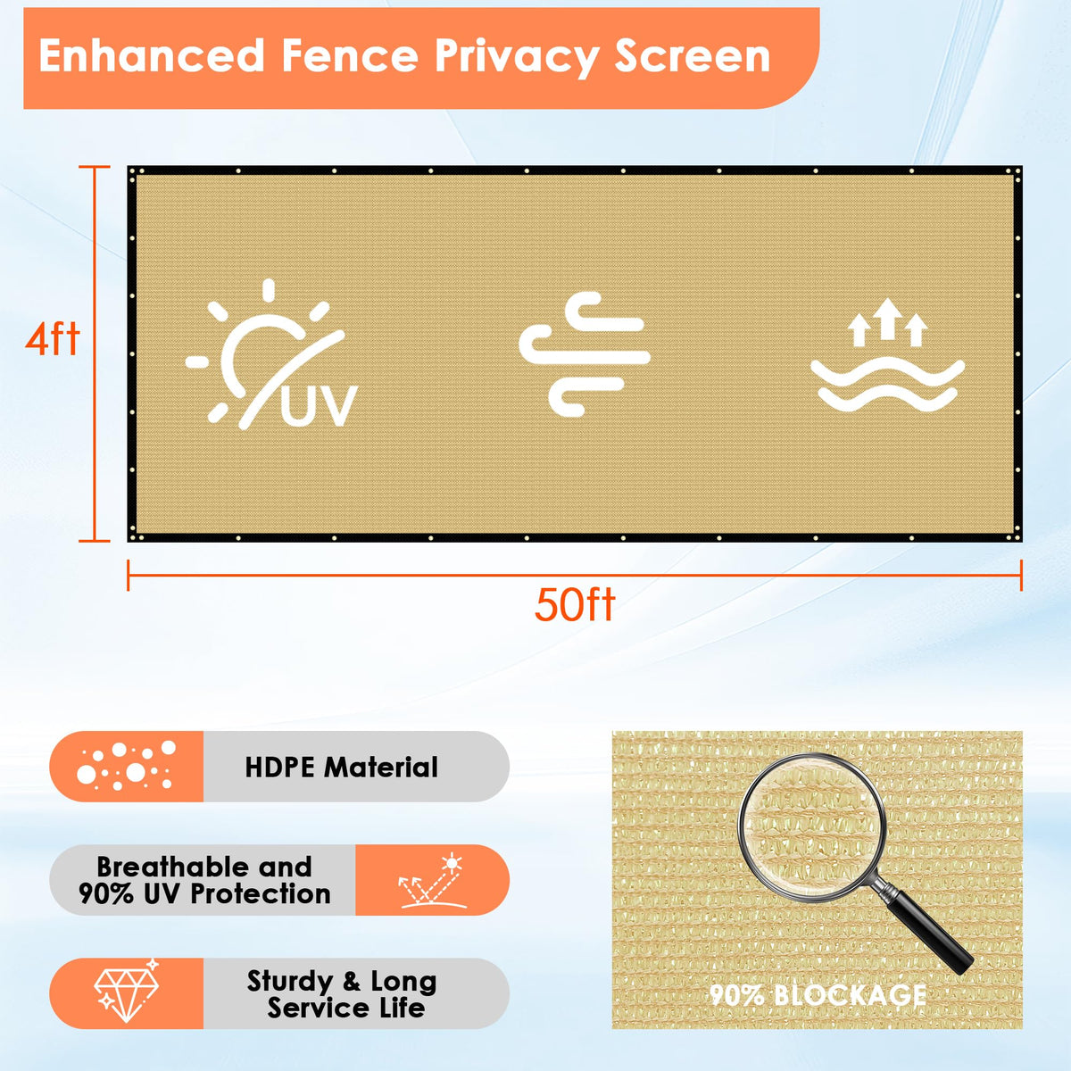 iCover sand-color windscreen suitable for decks and gardens