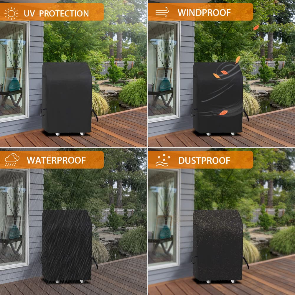 iCOVER small grill cover back view emphasizing full coverage and wind protection.