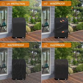 iCOVER small grill cover back view emphasizing full coverage and wind protection.
