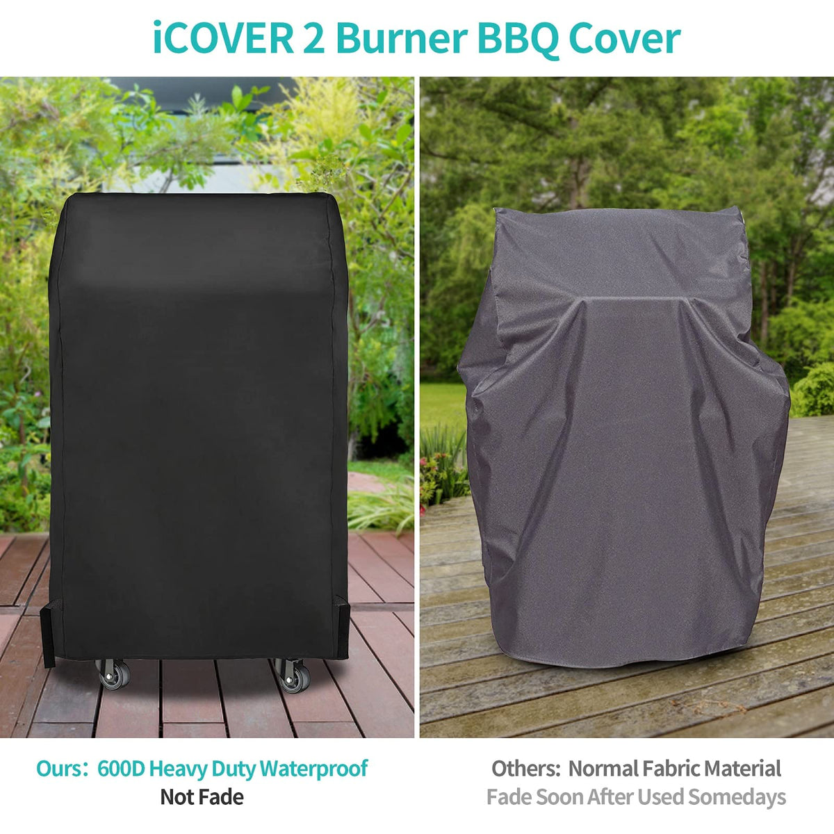 iCOVER small grill cover stored neatly in a storage bag after use.