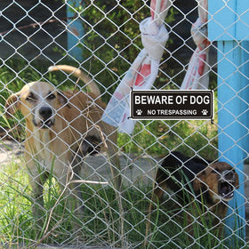 i-CowFun beware of dog sign placed at yard entrance deters trespassers.