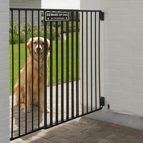 i-CowFun beware of dog sign with rounded corners for safer mounting.