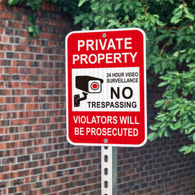 i-CowFun video surveillance sign for outdoor use improves property security