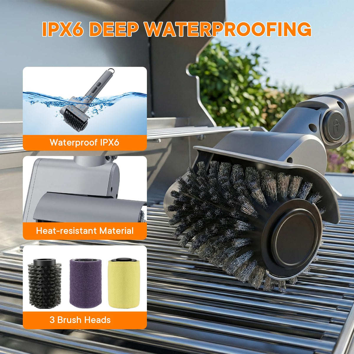 IDACYRIA grill brush heads with stainless steel bristles