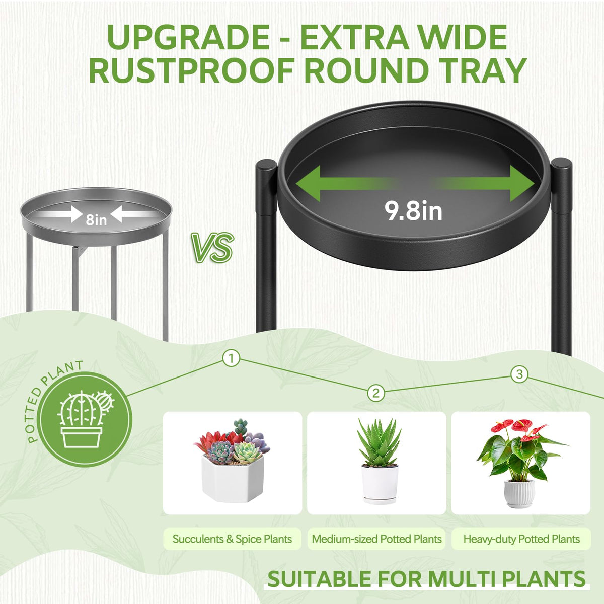 iDavosic.ly plant stand with 9.8-inch trays on every tier.