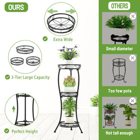 iDavosic.ly black metal plant stand stability with three-legged base