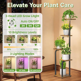 iDavosic.ly corner display rack for living room creates vertical plant arrangements