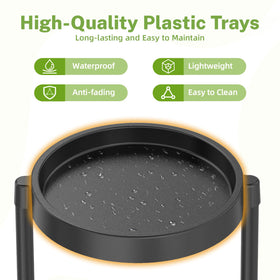 iDavosic.ly corner plant stand with waterproof plastic trays for balcony use