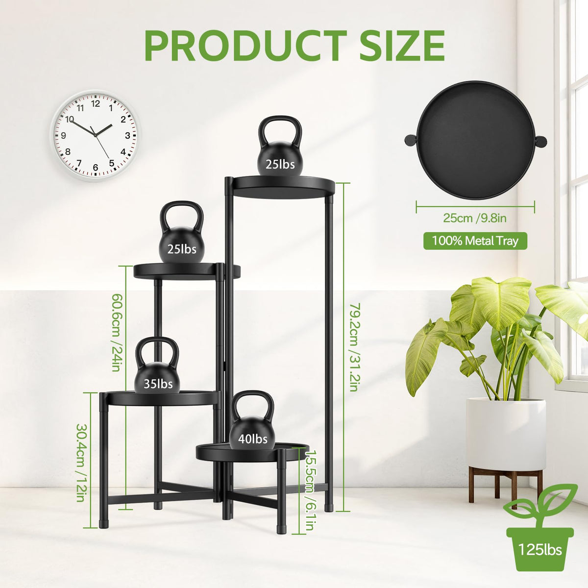iDavosic.ly sturdy iron frame supports heavy pots indoors or outdoors.