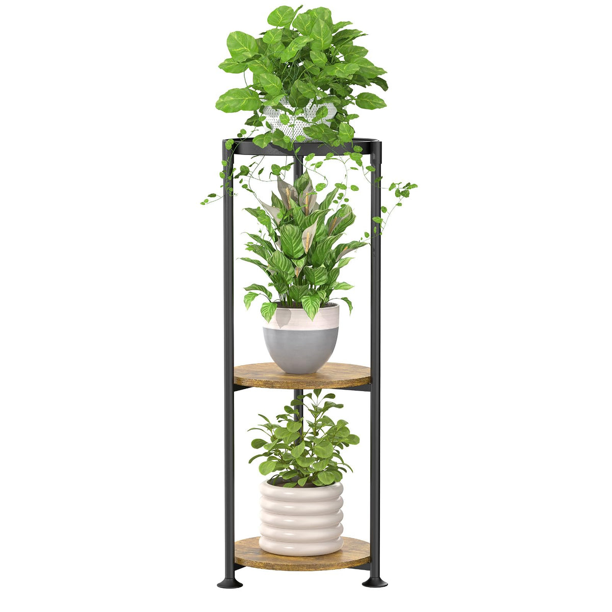 idavosic.ly round plant stand assembly shows sturdy metal frame and wide pot supports for easy setup