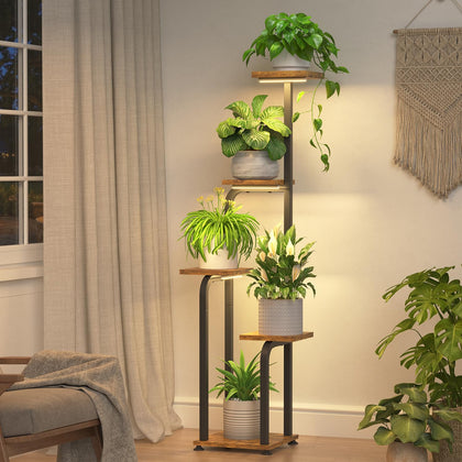 iDavosic.ly tall plant stand with grow light highlighting indoor greenery and healthy display