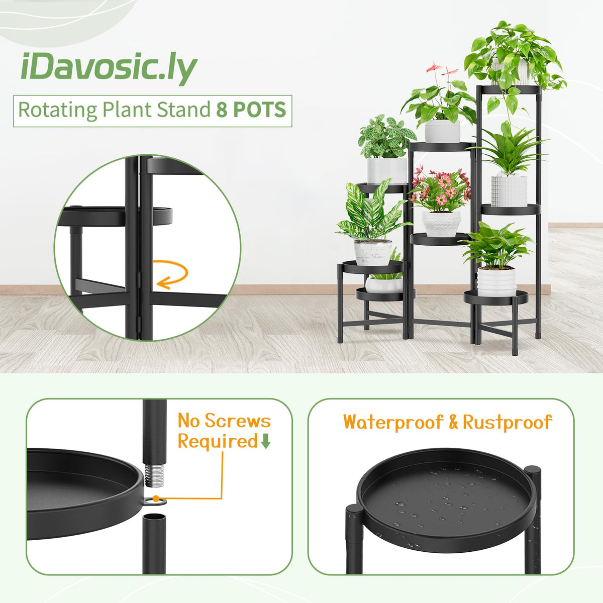 iDavosic.ly sturdy iron construction provides stable plant display.