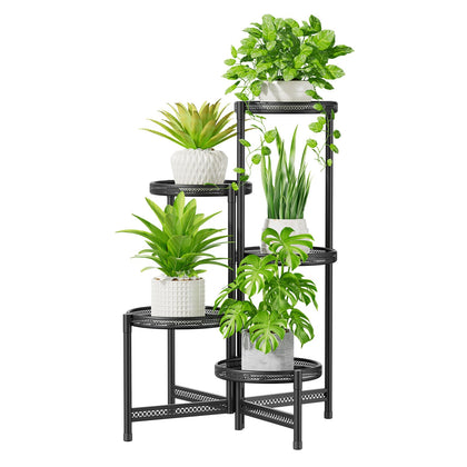 idavosic.ly five-tier plant stand during assembly, quick tool-free setup.