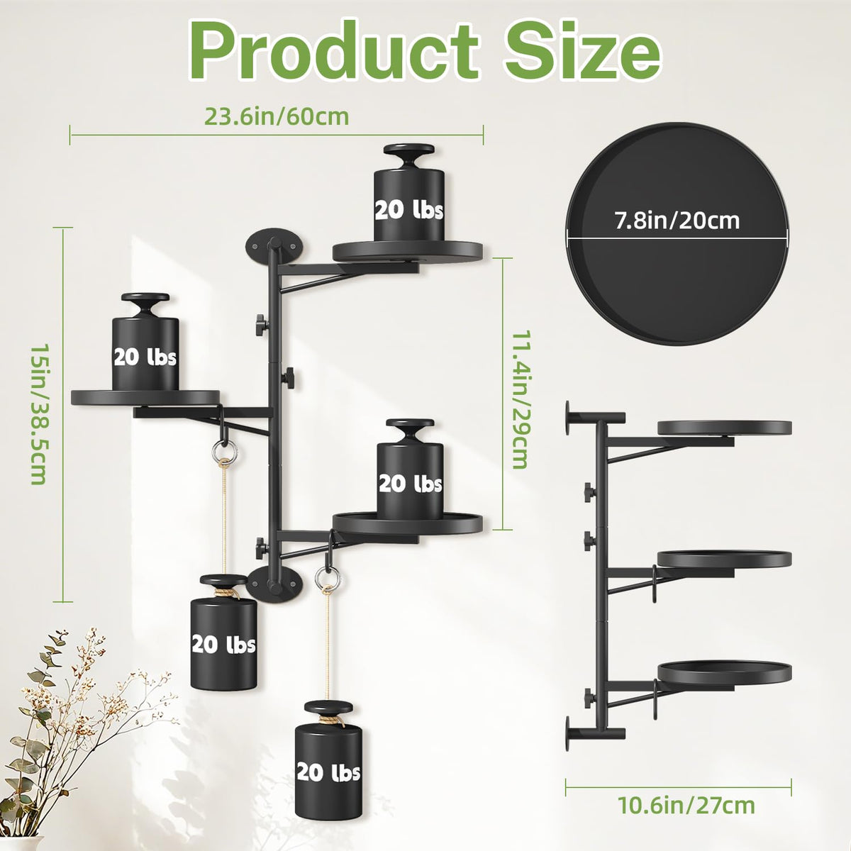 iDavosic.ly wall mounted plant rack with hooks expands display options
