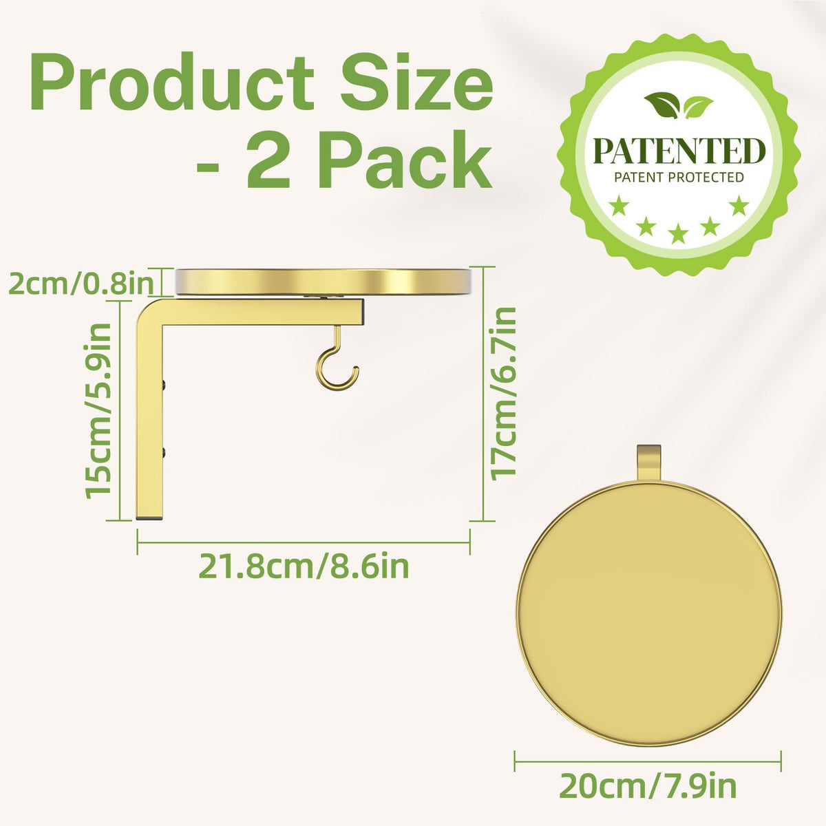 iDavosic.ly gold wall-mount plant holder close-up highlights rust-proof finish.