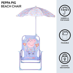 Idea Nuova Peppa Pig chair umbrella clip provides shade on sunny days