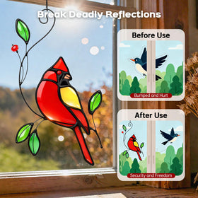 IDEA SHOW red cardinal suncatcher brightens any room with shimmering glass.