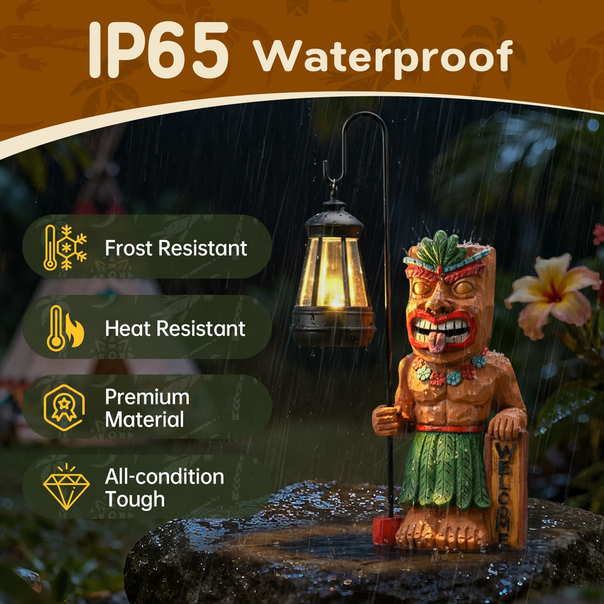 IDEA SHOW tiki bar decor for backyard parties with warm glow and tropical vibe.