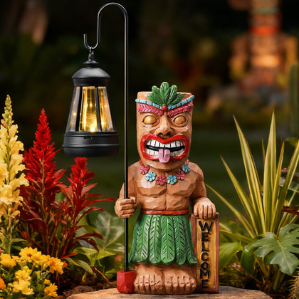 IDEA SHOW solar tiki statue garden light adds daytime charm and nighttime illumination.