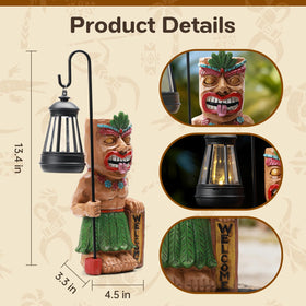 IDEA SHOW solar tiki statue night glow creates Polynesian ambience after dark.