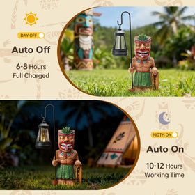 IDEA SHOW solar tiki statue patio ambiance for evenings and outdoor gatherings.