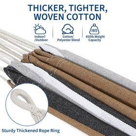 IDEALHOUSE Brazilian-style hammock close-up shows breathable cotton comfort