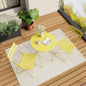 IDEALHOUSE bistro table folding yellow for compact outdoor dining and quick setup