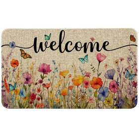 Ideasonna floral front door mat showcases watercolor blooms for a welcoming entry.