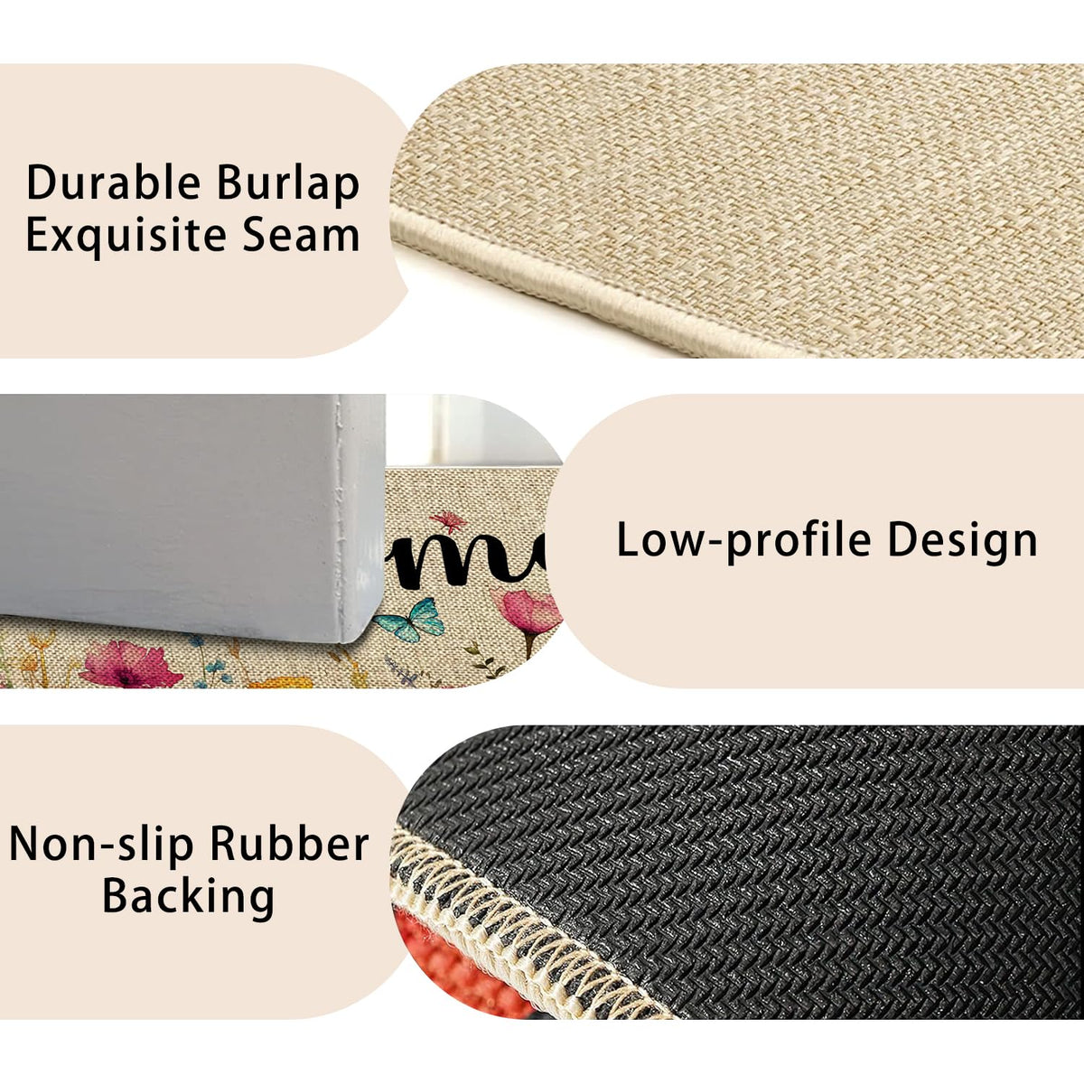 Ideasonna low-profile outdoor mat sits neatly beneath doors for unobstructed entry.