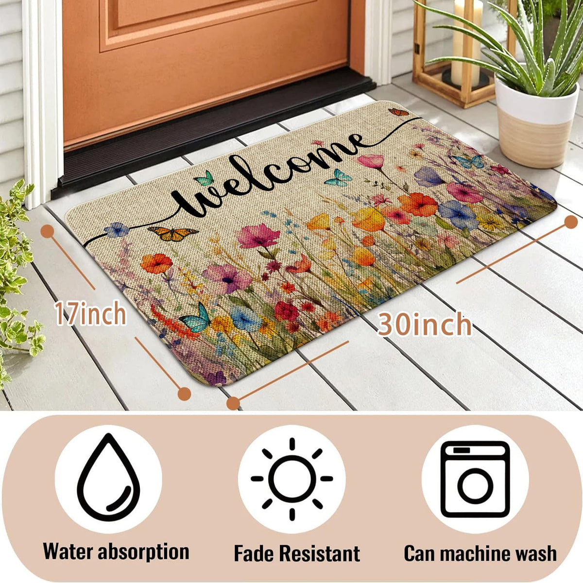 Ideasonna watercolor floral design brightens outdoor entryways with durable style.