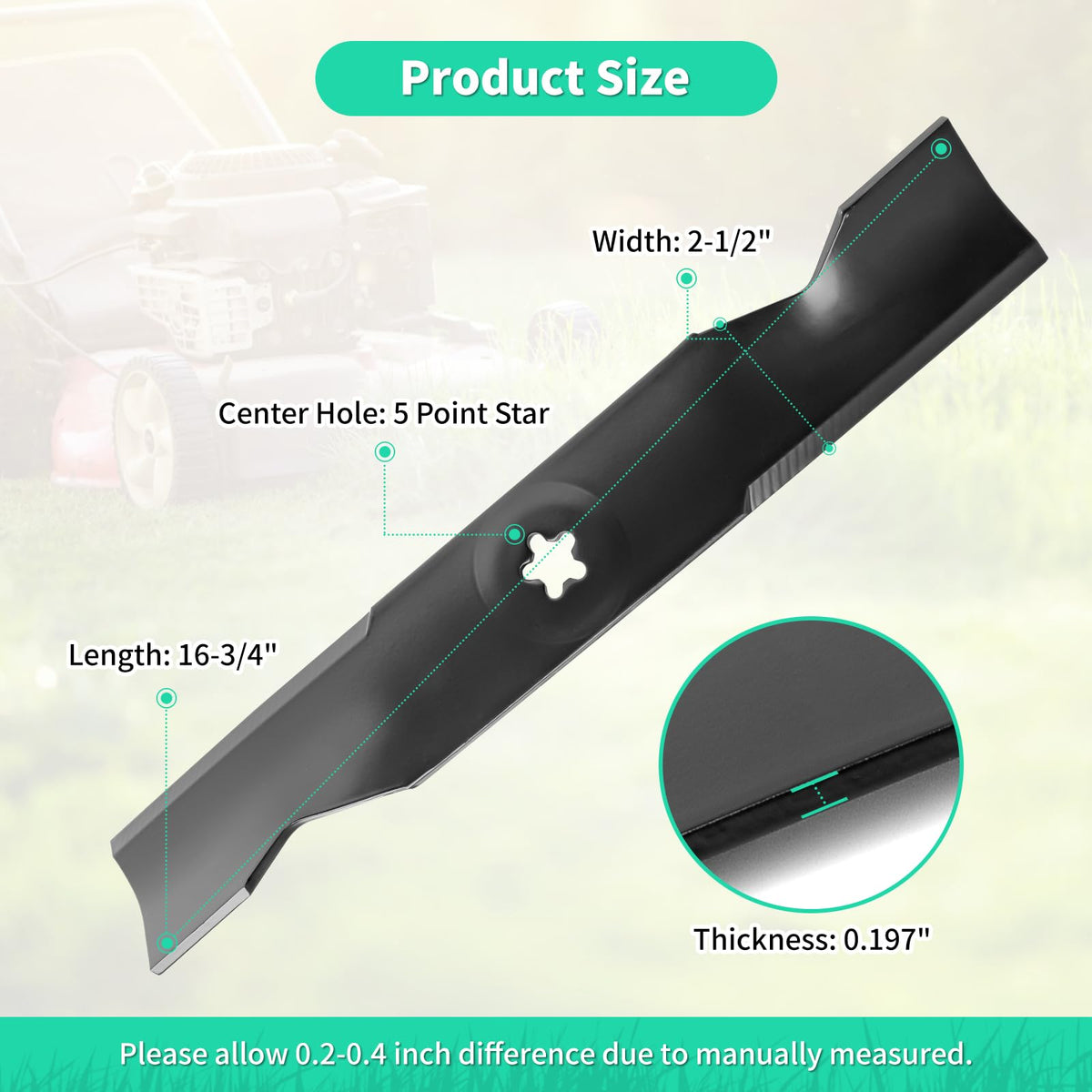 IDEASURE 173920 blades three-pack side shot for efficient mowing