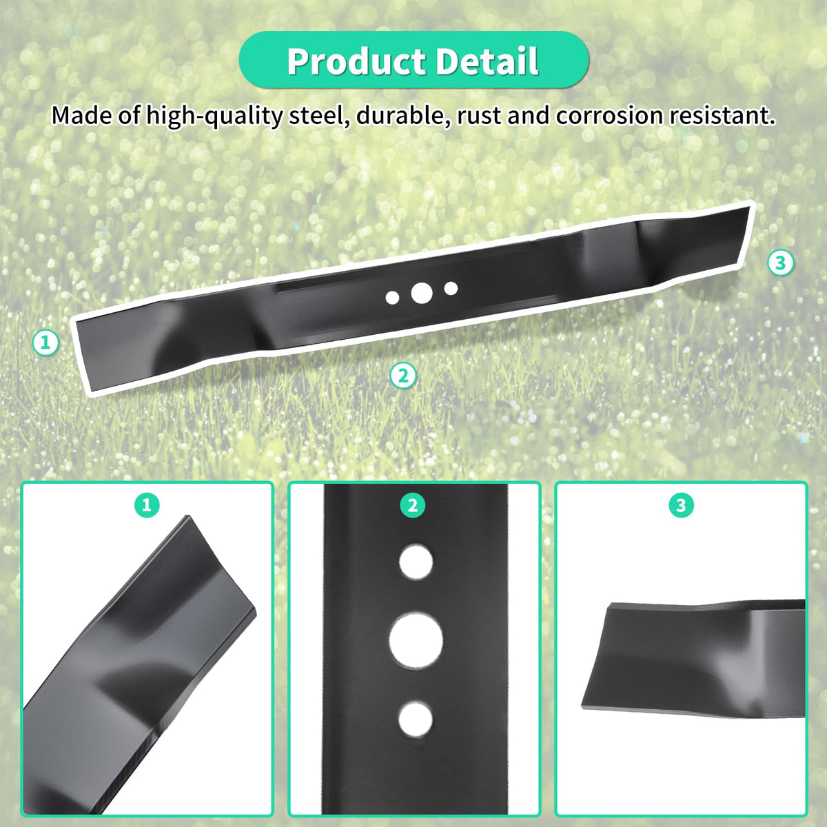 IDEASURE 21-inch deck blade installed for even mowing across turf