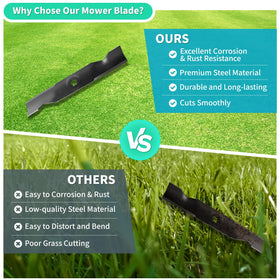 IDEASURE 48-deck mower blade fitment diagram with center hole and dimensions