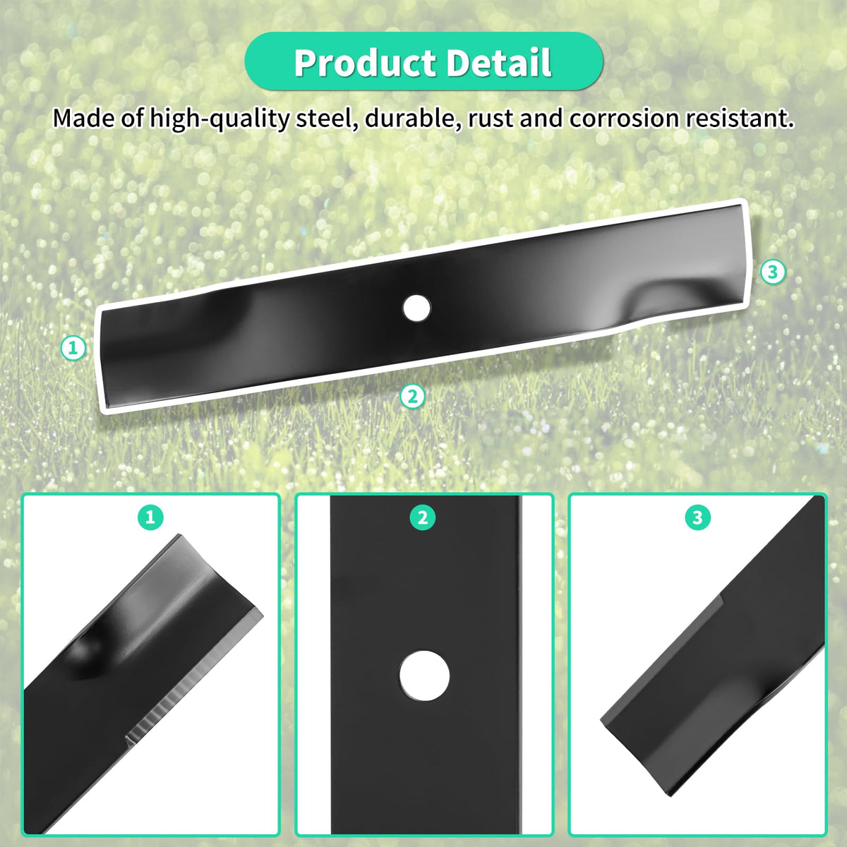 IDEASURE 5020843S blade high lift edge enhances airflow and clippings pickup