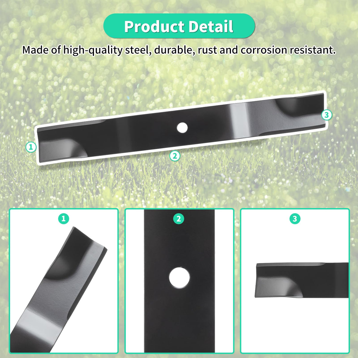 IDEASURE 52-inch deck cutting blade delivers even, precise mowing.
