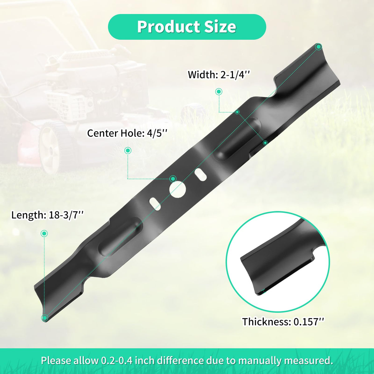 IDEASURE 581101101 mulching blade side profile highlights thick steel body and durability