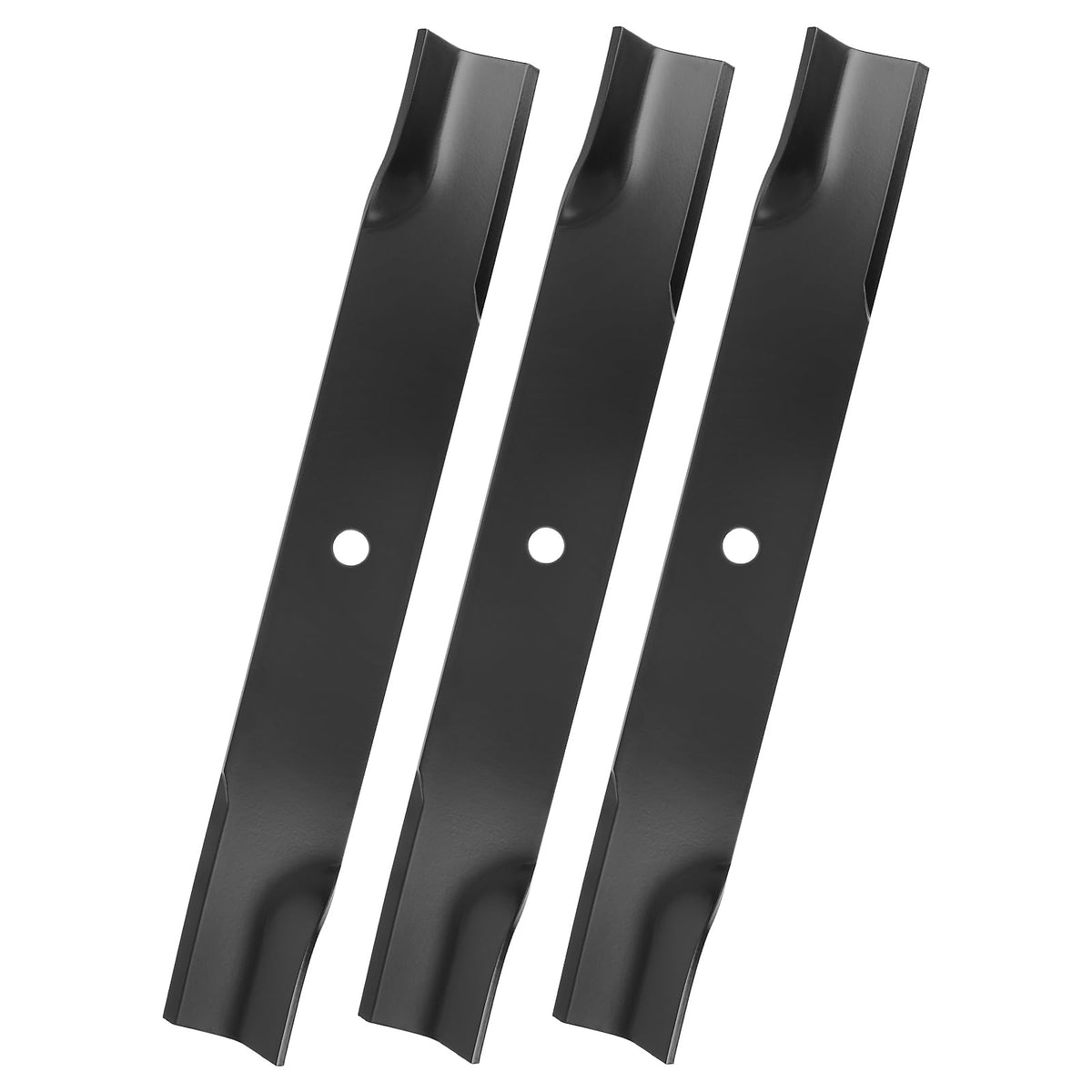 IDEASURE 601124 high lift blade for 54 inch deck front view shows sharp edge and fit