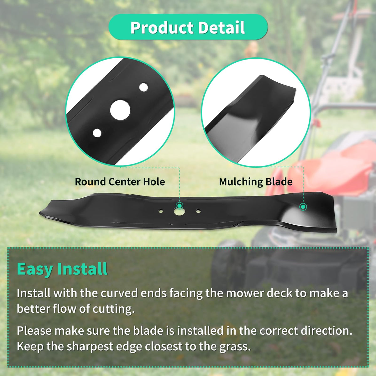 IDEASURE 759-3829 mulching blades pair improves cut quality.